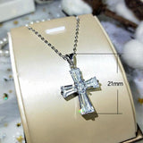 Classic Cross Design Pendant Necklaces for Women - AAA Cz White or Emerald Fashion Crucifix Religious Jewellery - The Jewellery Supermarket