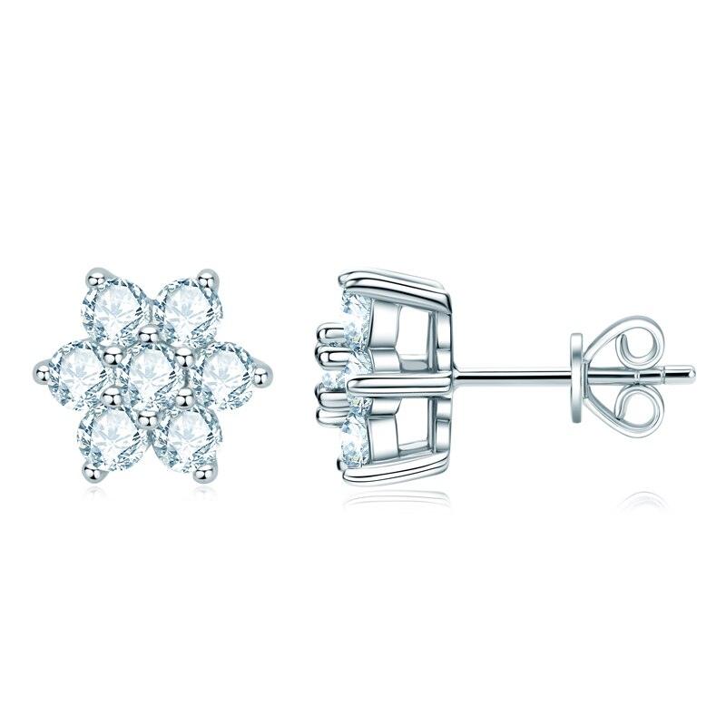 Classic Fashion Exquisite Flower Shape 3.5mm Round ♥︎ High Quality Moissanite Diamonds ♥︎ Stud Earrings - The Jewellery Supermarket