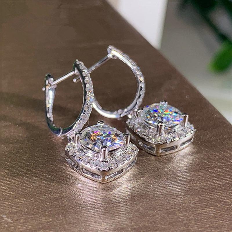 Super D Colour ♥︎ High Quality Moissanite Diamonds ♥︎ 1ct, 2ct and 3ct Earrings Hoop Drop Dangle Earrings - The Jewellery Supermarket