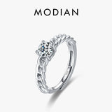 Simple Hollow Pattern Adjustable Dazzling AAAA Simulated Diamonds Prong Setting Ring - Fine Jewellery - The Jewellery Supermarket