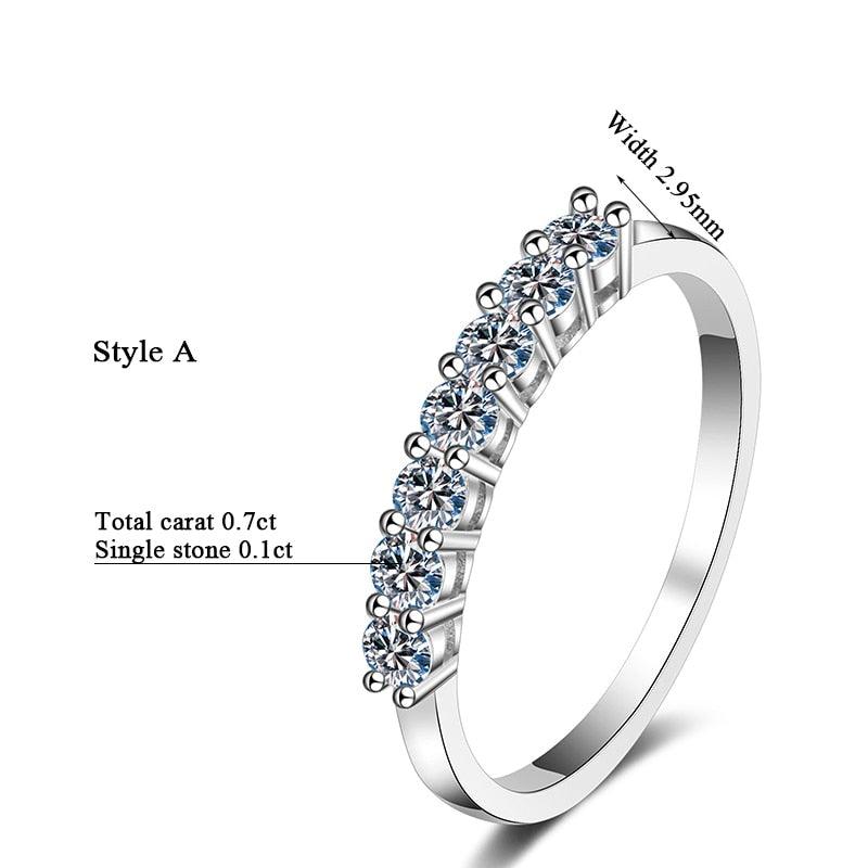 Super 1 Carat Round Cut and 0.7CT Half Eternity High Quality Moissanite Diamonds Platinum Plated Ring - The Jewellery Supermarket