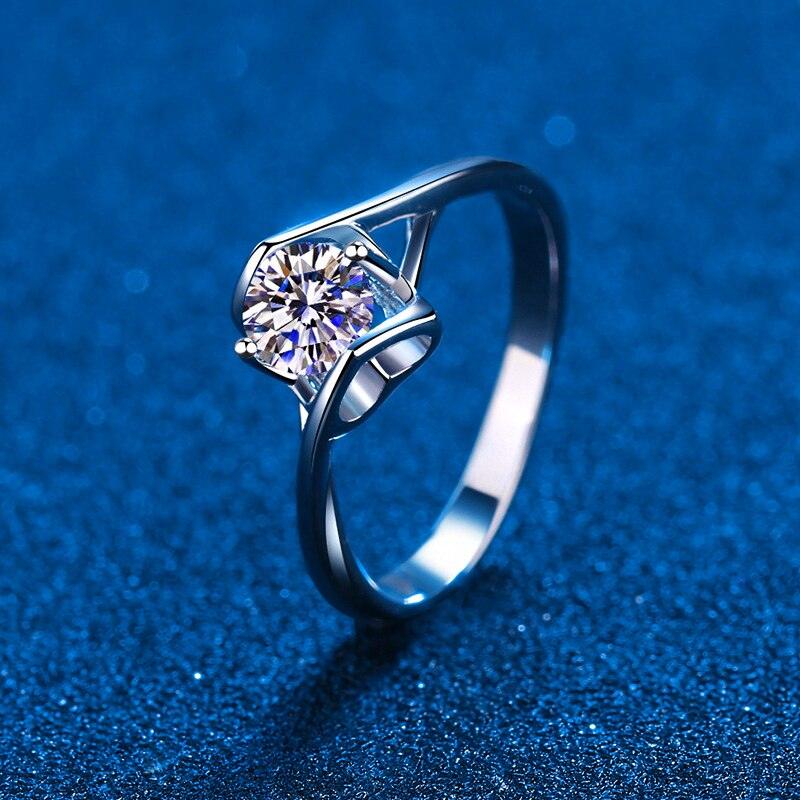 Love Heart Design 1 Carat VVS D Colorless High Quality Moissanite Diamonds Lab Diamond Rings - The Jewellery Supermarket