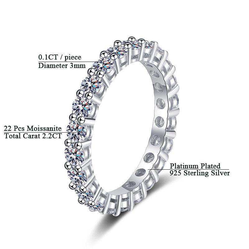 Luxury 3mm 0.1ct Stones 2.2ct Total High Quality Moissanite Diamonds Full Enternity Diamond Ring - The Jewellery Supermarket