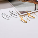 Cross Fish Hoop Earrings, Stainless Steel Cruz Earring Dangle ,Simple Wire Thread Minimalist Christian Jewellery - The Jewellery Supermarket