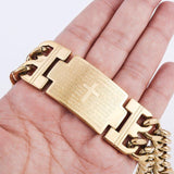 Stainless Steel Gold Color Cuban Chain Jesus Cross Scripture Prayer Amulet Bracelet - Religious Christian Jewellery - The Jewellery Supermarket