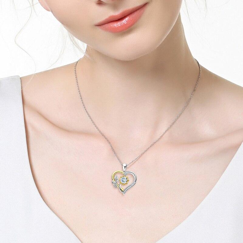 Heart Sunflower Design 6.5MM High Quality Moissanite Diamonds Heart Pendant Necklaces - Fine Jewellery - The Jewellery Supermarket