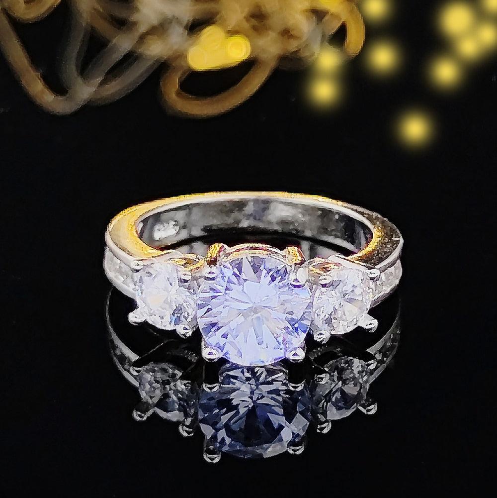 NEW ARRIVAL 3 Carat Round Cut Three Stone Designer AAA+ Quality CZ Diamonds Engagement Rings - The Jewellery Supermarket