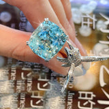 Brilliant New Luxury Sea Blue AAA+ Quality Cz Diamonds Seagull Design Ring