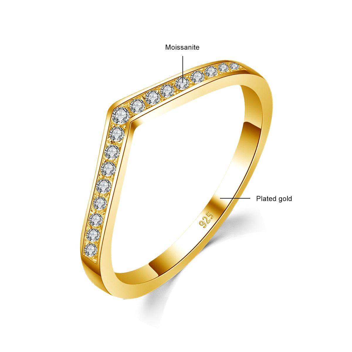 Impressive V Shape Round Cut VVS1 High Quality Moissanite Diamonds Ring - Luxury Jewellery - The Jewellery Supermarket
