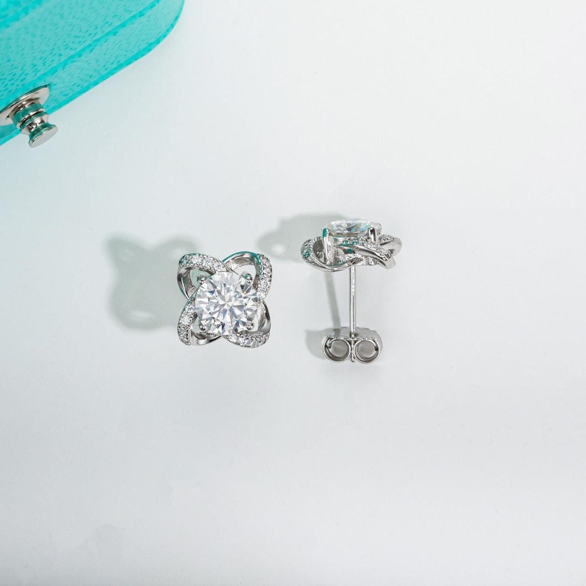 Wonderful 1 Carat D Color ♥︎ High Quality Moissanite Diamonds ♥︎ Windmill Flower Stud Earrings - Fine Jewellery - The Jewellery Supermarket