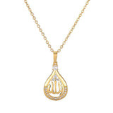 NEW Fashion Trend Zircon Muslim Allah Drop-Shaped Religious PendantS Necklaces