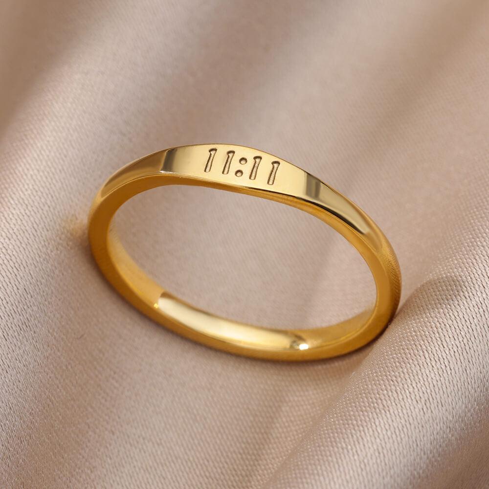 Gold Plated Lucky Stainless Steel Ring Vintage Aesthetic 11:11 and other Angel Number Rings - Religious Jewellery - The Jewellery Supermarket
