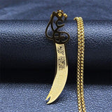 NEW Gold Color Arabic Sword Stainless Steel Chain Islamic Quran Necklaces for Men