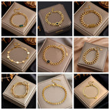 316L Stainless Steel Fashion Link Chain Bangle Charm Bracelets for Women - Exquisite Gold Colour  Jewellery