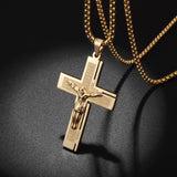 Gold Colour Fashion Cross Rosary Pendant Necklace - Jesus Bead Cross Religious Necklace Faith Amulet Jewellery