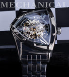 Triangle Skeleton Black Automatic Watch Stainless Steel Men Business Sport Irregular Mechanical Wristwatch - The Jewellery Supermarket