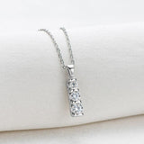 Excellent 0.6ct Total 3 stone High Quality Moissanite Diamonds Sparkling Necklace - 14K WGP Fine Jewellery - The Jewellery Supermarket