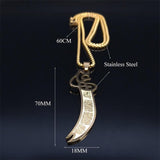 NEW Gold Color Arabic Sword Stainless Steel Chain Islamic Quran Necklaces for Men - The Jewellery Supermarket