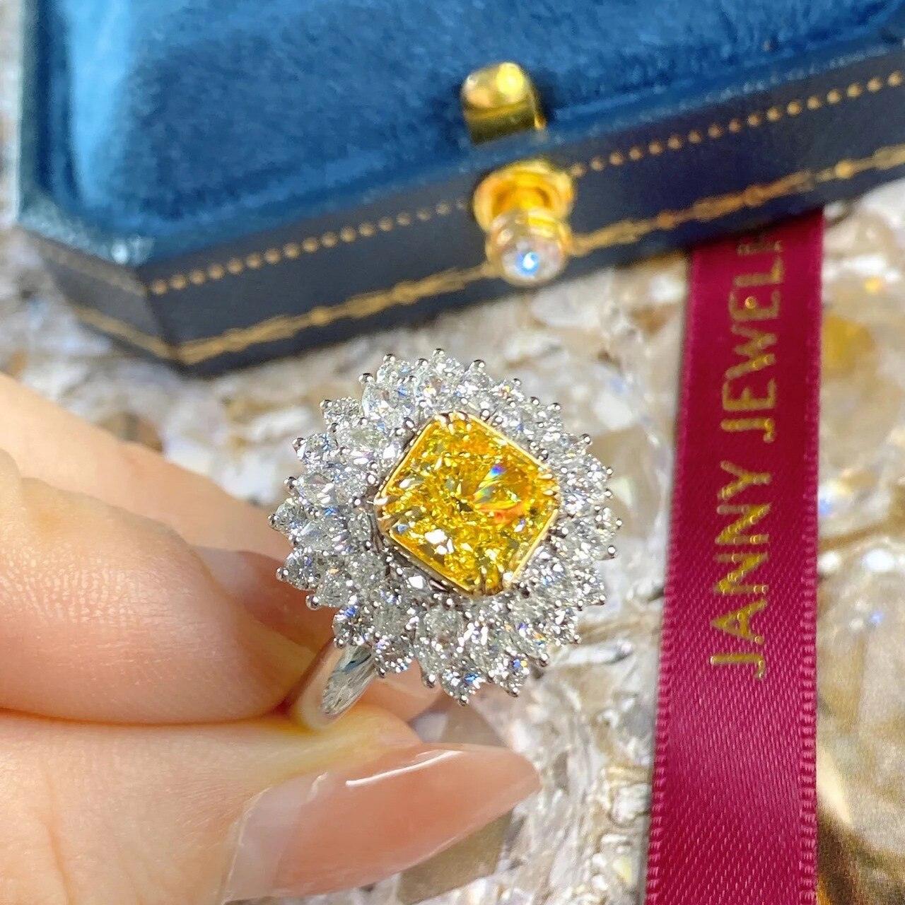 NEW Luxury Jewelry Transparent Yellow AAA+ Quality Zirconia Diamonds Floral Rings - The Jewellery Supermarket