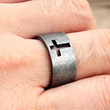 Simple Vintage Hollow Cross Stainless Steel Open Finger Christian Ring - Religious Fashion Jewellery  - The Jewellery Supermarket