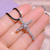 NEW ARRIVAL Lovely Silver Colour White AAA+ Cubic Zirconia Diamonds Cross Pendant Necklace - The Jewellery Supermarket