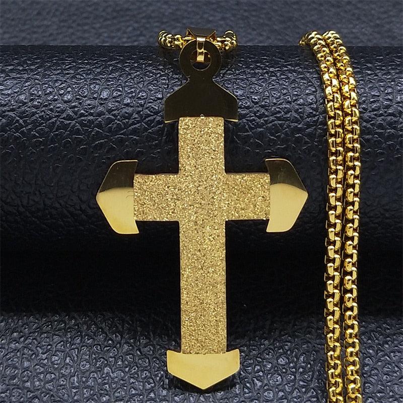 Marvellous Gold Color Chain Christian Cross Stainless Steel Necklace - Religious Jewellery - The Jewellery Supermarket