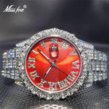 Brilliant Top Brand Luxury Iced Out Hip Hop Colourful Simulated Diamonds Couples Fancy Fashion Watches