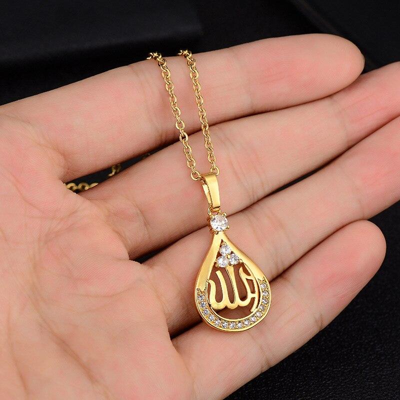 NEW Fashion Trend Zircon Muslim Allah Drop-Shaped Religious PendantS Necklaces - The Jewellery Supermarket