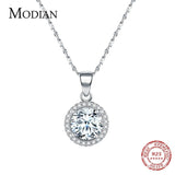Luxury Women Silver Color Genuine AAA Level Zircon Diamonds Sterling Chain Necklace For Gift Jewelry