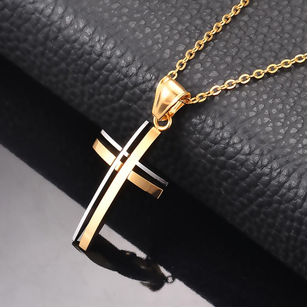 Cross Necklace Sideways Stainless Steel Women's Religious Fashion Jewelry  Shiny Silver Color Valentines Day Gift With Free Shipping