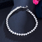 CHARMING Heart Shape AAA+ Cubic Zircon Simulated Diamonds Classic Link Chain Tennis Bracelets - The Jewellery Supermarket