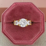 NEW Three Stone Gold Color Round Cut 3 Carat AAA+ Quality CZ Diamonds Luxury Ring - The Jewellery Supermarket