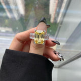 NEW - 3EX Emerald Cut VVS1 12*16MM Yellow High Qality Lab Created Diamond Luxury Ring - The Jewellery Supermarket
