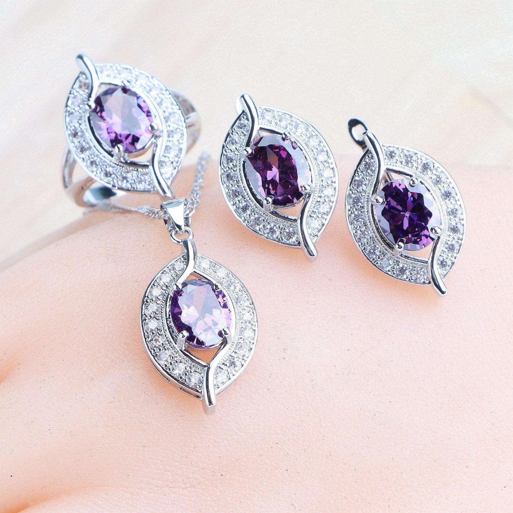 NEW ARRIVAL AAA Zircon Crystals Silver Earrings Charms Bracelets For Women Fashion Wedding Jewellery Sets - The Jewellery Supermarket