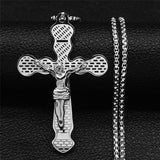 Gold Silver Color Stainless Steel Multilayer Big Long Cross Jesus Pendant Necklace for Women/Men Jewellery 