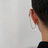Integrated Clip Cross Tassel Earrings - Metal Chain Unisex Metal Chain Unisex Earrings - The Jewellery Supermarket