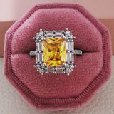Dazzling Luxury AAA+ Cubic Zirconia Diamonds Yellow Engagement Ring