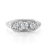Fascinating Vintage 3 Stone High Quality Moissanite Diamonds Rings - Fine Jewellery For Engagement - The Jewellery Supermarket