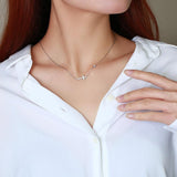 Stainless Steel Sideways Cross Necklace for Women, Adjustable AAA CZ Crystals Chain Necklace Pendant - Christian Jewellery - The Jewellery Supermarket