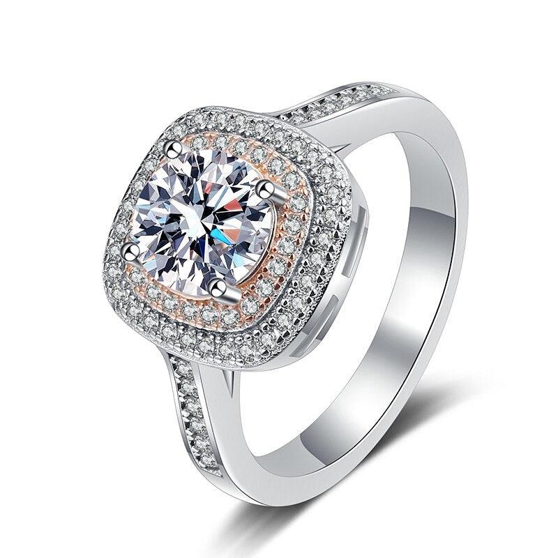 Terrific 1CT Double Halo Platinum Plated High Quality Moissanite Diamonds Proposal Ring - Luxury Jewellery - The Jewellery Supermarket