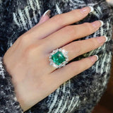 NEW VINTAGE RINGS Noble Bright AAA+ Green Zircon Engagement Rings for Women