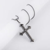 Classic Style Stainless Steel Christian Cross Pendant Necklace - Bible Amulet Banquet Jewellery - The Jewellery Supermarket