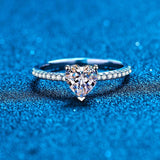 Fabulous 1 Carat Heart Cut Rhodium Plated Heart Design High Quality Moissanite Diamonds Ring - The Jewellery Supermarket