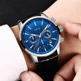 Great Gifts for Men - Top Luxury Brand Waterproof Sport Chronograph Quartz Watch with Genuine Leather - The Jewellery Supermarket