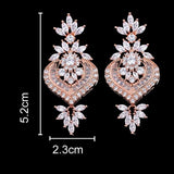 New Rose Gold Luxury ♥︎ High Quality AAA+ Cubic Zirconia Diamonds ♥︎ Big Long Flower Pendant Drop Earrings - The Jewellery Supermarket