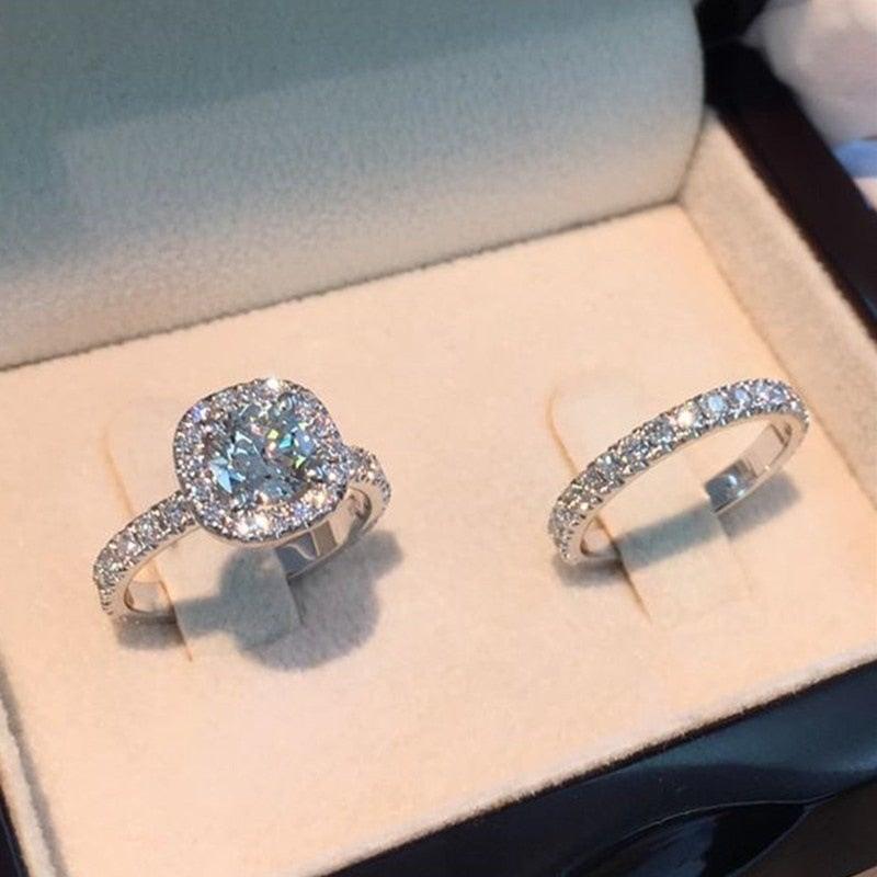 Luxury Romantic ♥︎ High Quality AAA+ Cubic Zirconia Diamonds ♥︎ Square Ring Set - The Jewellery Supermarket