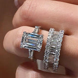Luxury Big Crystal AAA+ Cubic Zirconia Diamonds Elegant Bridal  2PC Ring Set