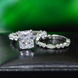 Sparking Simulated Lab Diamond Fine Jewelry Sterling Silver Wedding Engagement Rings Set - The Jewellery Supermarket