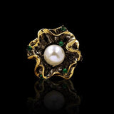 High-end Elegant Natural Baroque Pearl Flower Ring
