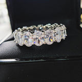 Dazzling Oval AAA+ Cubic Zirconia Diamonds Big Jewellery Eternity Engagement Wedding Ring Set